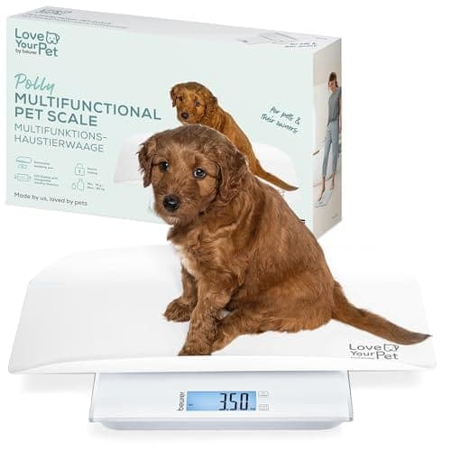 Beurer Love Your Pet Balance « Polly » pour animaux domestiques et humains, avec plateau de pesée amovible, pèse-chiot à partir de 100 g, pour petits animaux, fonction Hold, 180 kg